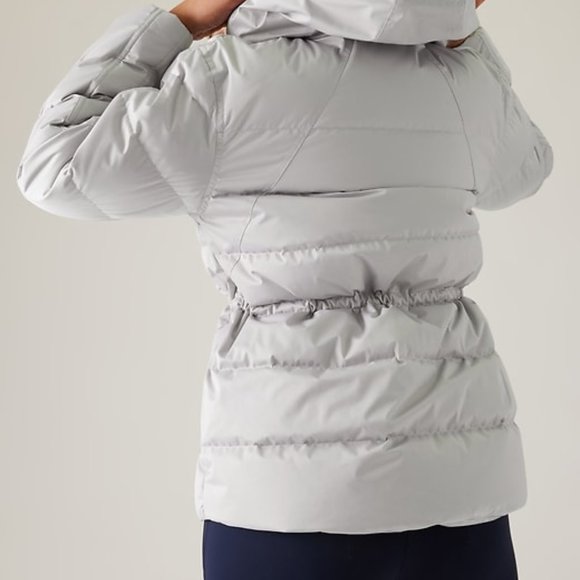 ATHLETA DOWN PUFFER JACKET WITH HOOD SIZE MEDIUM GREY - NEW WITH TAGS - Picture 5 of 8